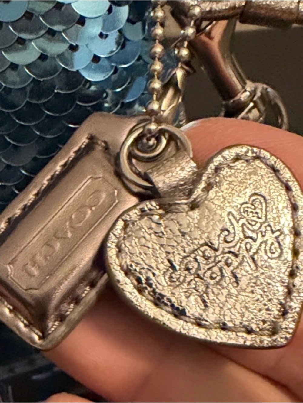 Coach Poppy Teal Sequin Phone Wristlet with COA - Picture 12 of 14